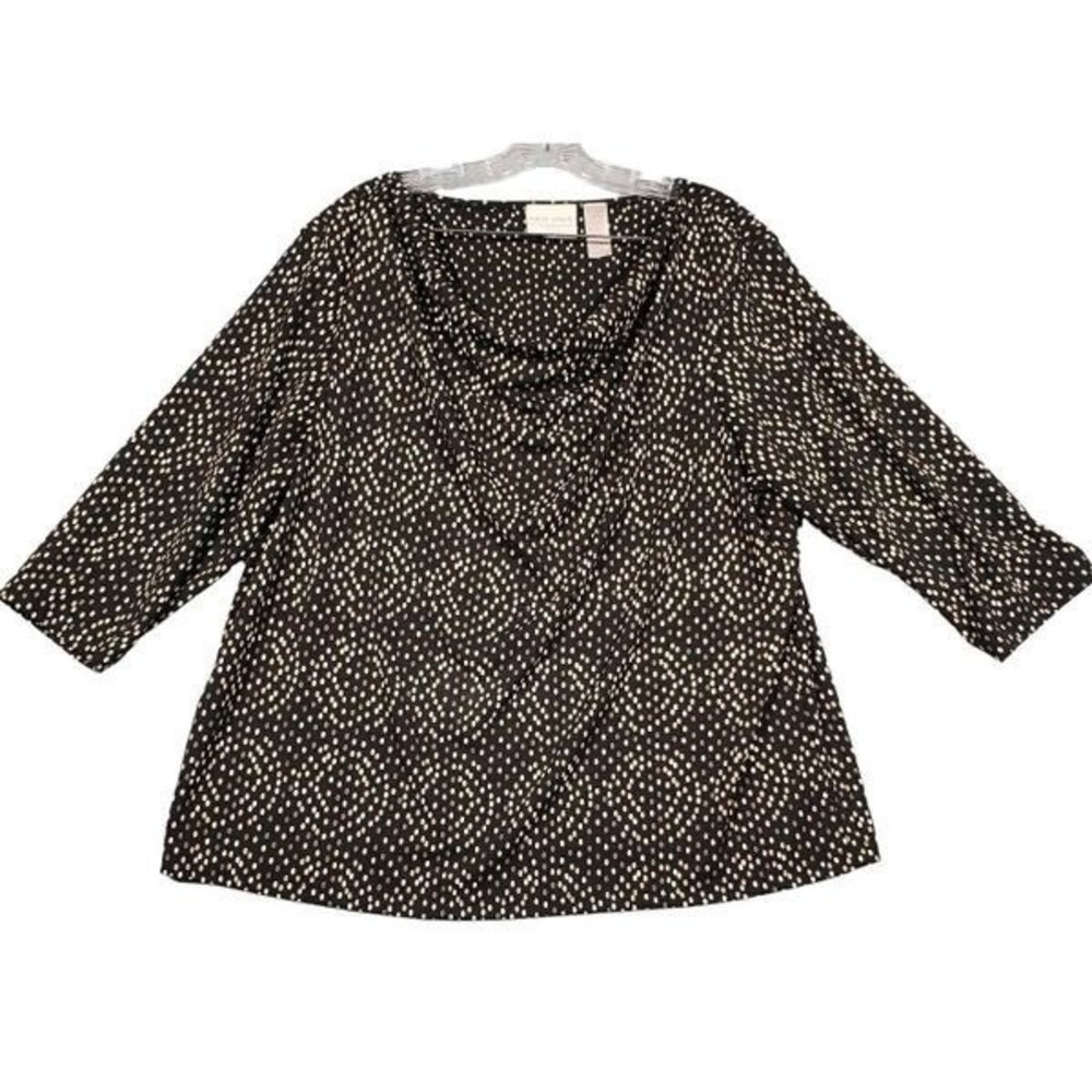 First Issue Blouse Women's Size 18-20W‎ Cowl Neck Black Tan Geometric Print